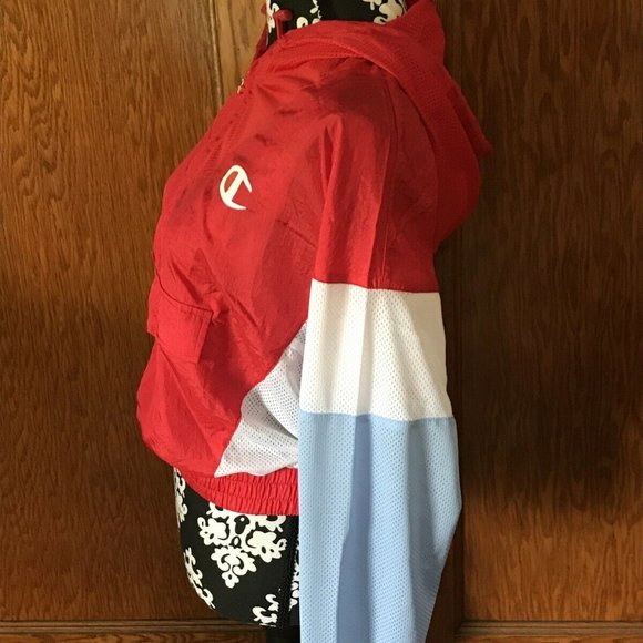 Champion Womens Nylon Warm Up Pullover Jacket RED - Picture 5 of 9